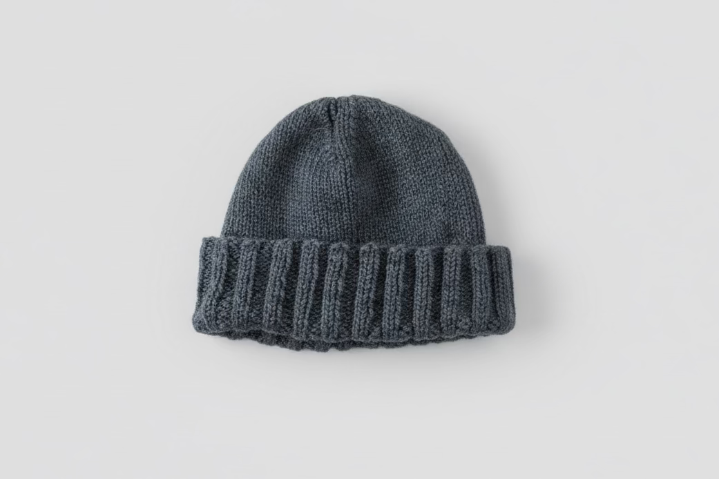 Hand knit slate fisherman’s beanie