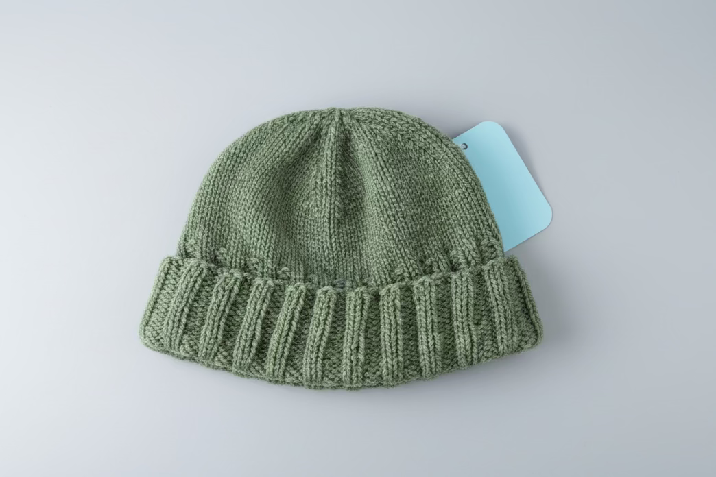 Hand knit moss fisherman’s beanie