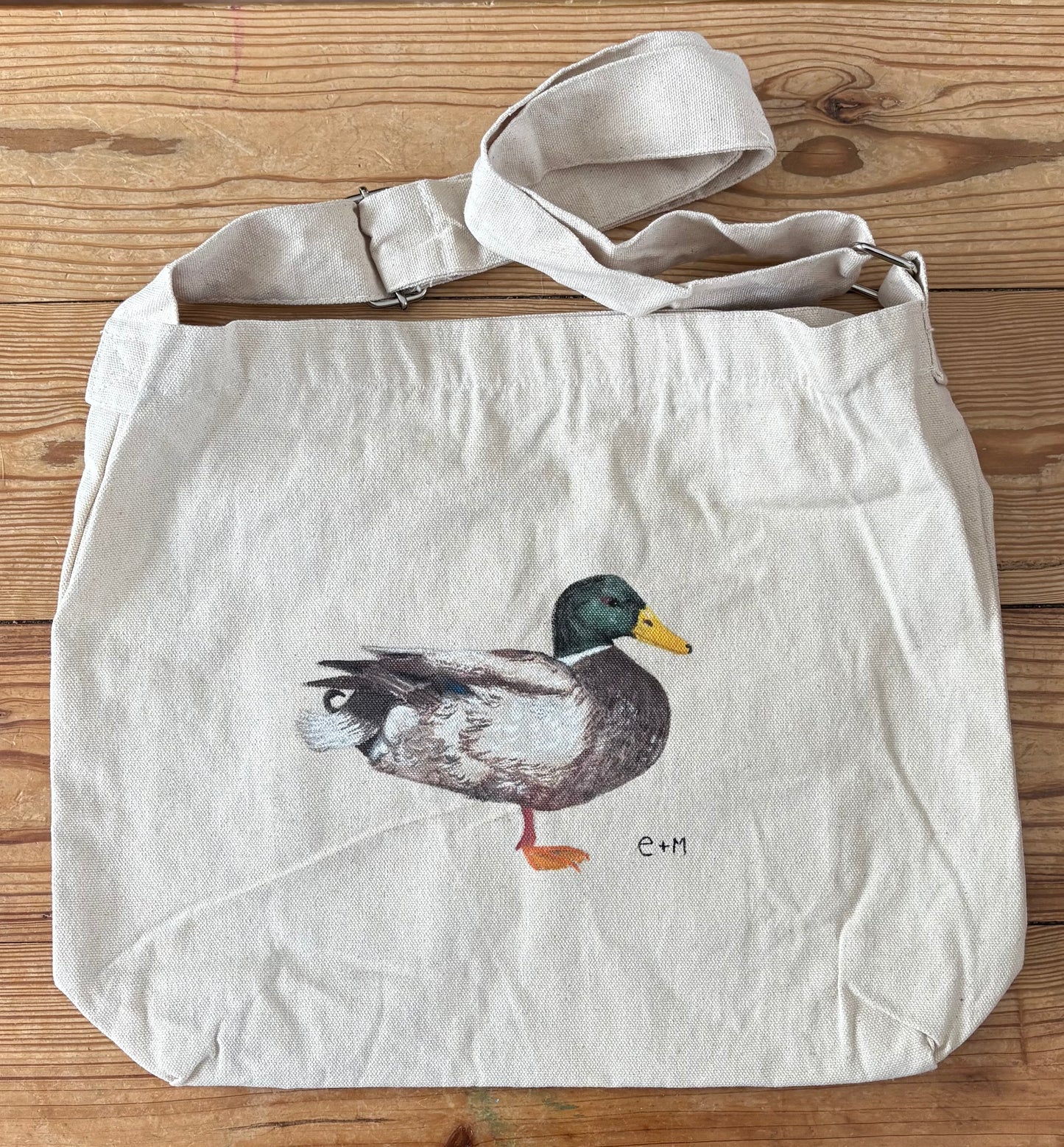 Hand painted duck project tote