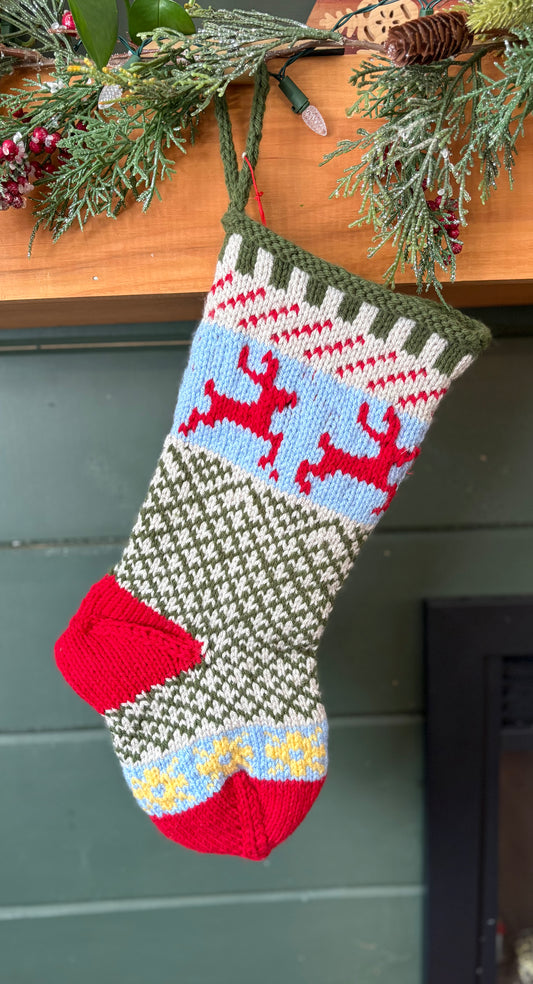 Hand knit Christmas stocking