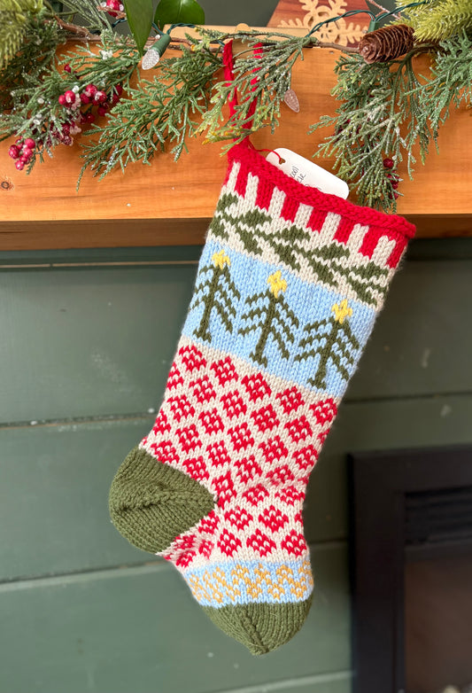 Hand knit Christmas stocking