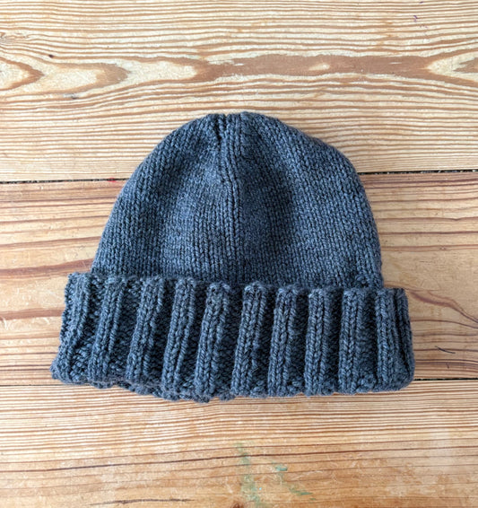 Hand knit slate fisherman’s beanie
